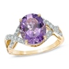 Thumbnail Image 0 of Oval Amethyst and 0.13 CT. T.W. Diamond Ring in 10K Gold