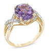 Thumbnail Image 1 of Oval Amethyst and 0.13 CT. T.W. Diamond Ring in 10K Gold