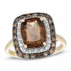 Cushion-Cut Smoky Quartz and Diamond Accent Ring in 10K Gold