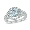 8.0mm Aquamarine and Lab-Created White Sapphire Ring in Sterling Silver