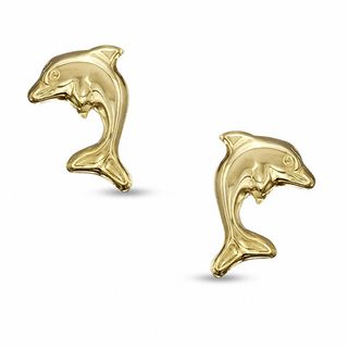 Child's Dolphin Stud Earrings in 14K Gold