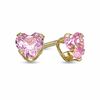 Thumbnail Image 0 of Child's 4.0mm Heart-Shaped Pink Crystal Stud Earrings in 14K Gold