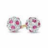 Child's Rose Crystal Ball Earrings in 14K Gold