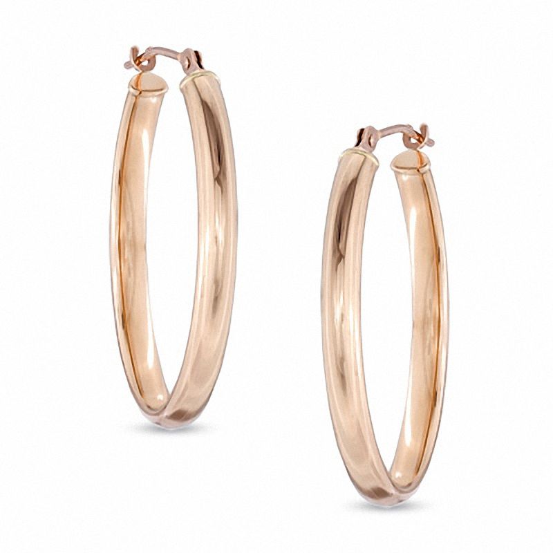 Oval Hoop Earrings in 14K Rose Gold