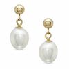 Thumbnail Image 0 of 7.0mm Freshwater Cultured Pearl Drop Earrings in 14K Gold