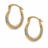 Thumbnail Image 0 of 14K Two-Tone Gold Triple Grooved Hoop Earrings