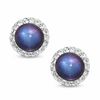 Thumbnail Image 0 of 5.75mm Black Freshwater Cultured Pearl and Crystal Earrings in 14K Gold