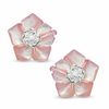 Thumbnail Image 0 of 10.0mm Light Pink Mother-of-Pearl and Crystal Flower Earrings in 14K Gold