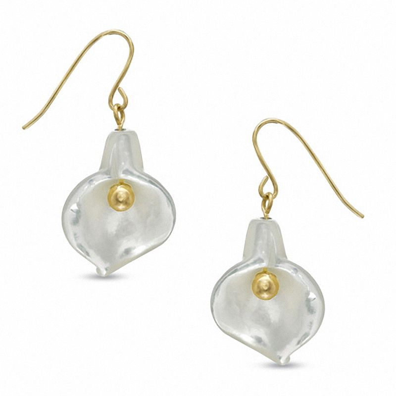 Mother-of-Pearl Flower Earrings in 14K Gold