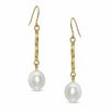 7.0mm Freshwater Cultured Pearl Drop Earrings in 14K Gold