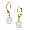 Thumbnail Image 0 of 7.25mm Freshwater Cultured Pearl Drop Earrings in 14K Gold