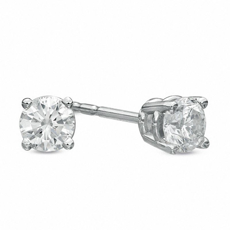 0.95 CT. T.W. Diamond Solitaire Stud Earrings in 14K White Gold|Peoples Jewellers