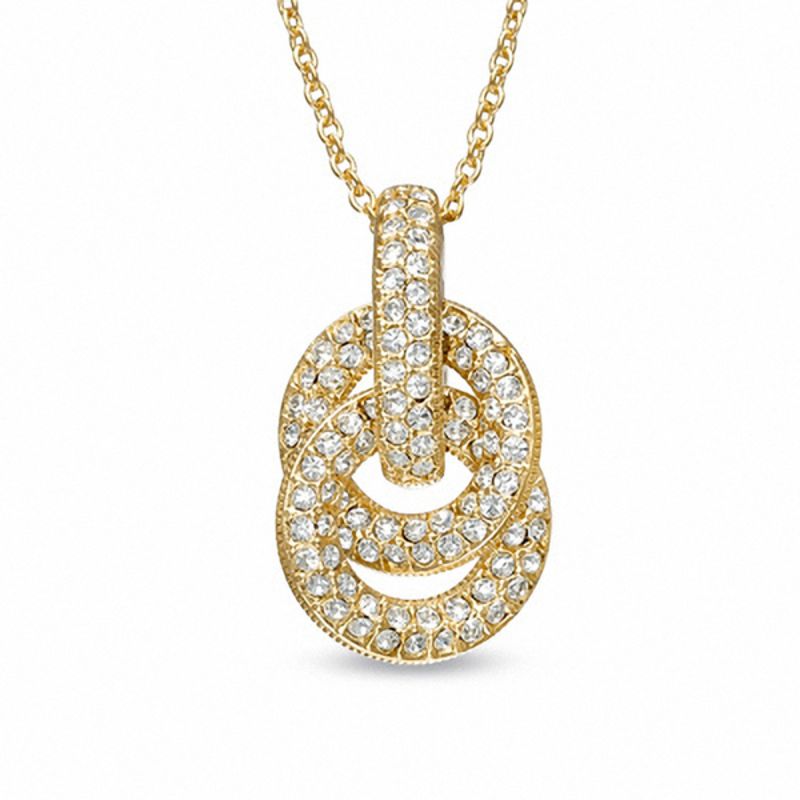 AVA Nadri Crystal Infinity Pendant in Brass with 18K Gold Plate - 16"|Peoples Jewellers