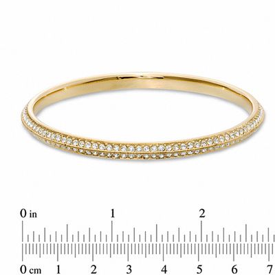 AVA Nadri Crystal Knife Edge Bangle in Brass with 18K Gold Plate - 8"