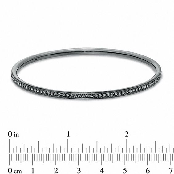 AVA Nadri Crystal Bangle in Hematite Grey Plated Brass - 7.5"