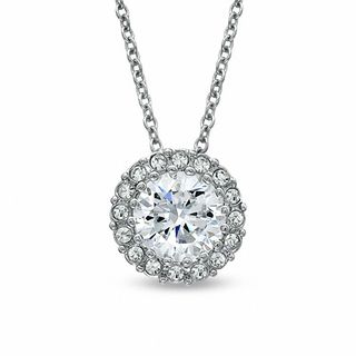 AVA Nadri Cubic Zirconia and Crystal Pendant in White Rhodium Brass - 16"