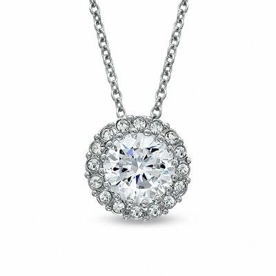 AVA Nadri Cubic Zirconia and Crystal Pendant in White Rhodium Brass - 16"