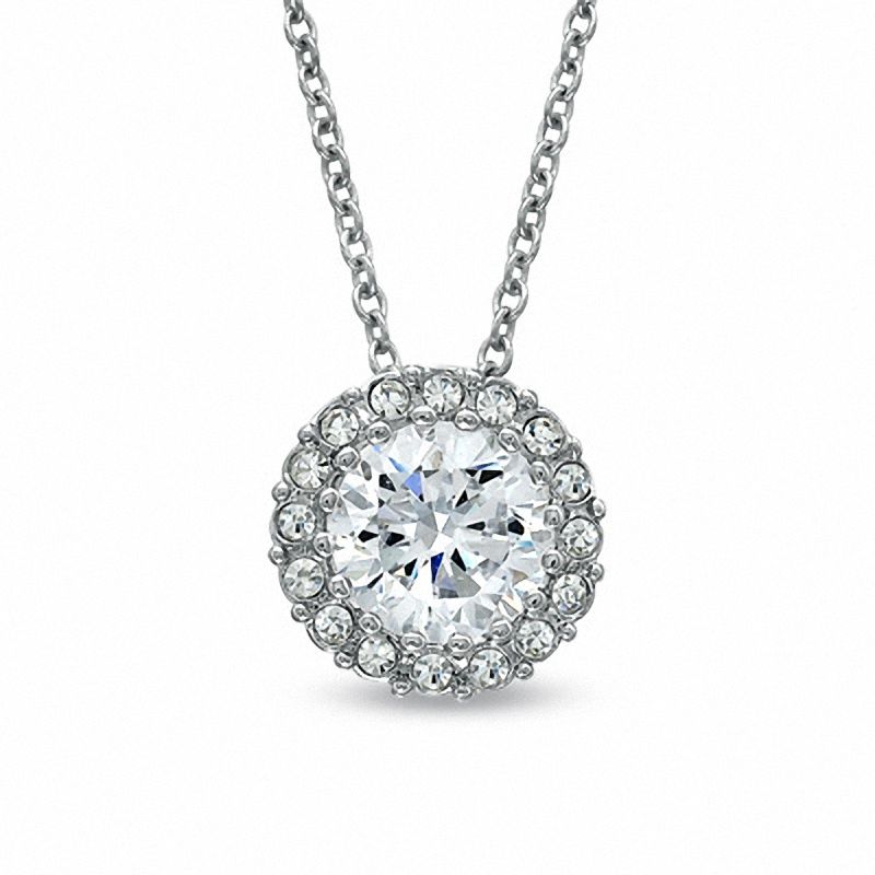 AVA Nadri Cubic Zirconia and Crystal Pendant in White Rhodium Brass - 16"|Peoples Jewellers