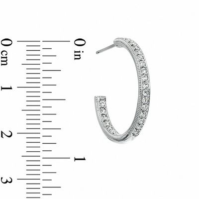 AVA Nadri Crystal Inside-Out Hoop Earrings in White Rhodium Brass