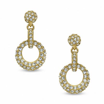 AVA Nadri Crystal Doorknocker Earrings in Brass with 18K Gold Plate