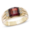 Thumbnail Image 0 of Men's Barrel-Shaped Garnet and Diamond Accent in 10K Gold