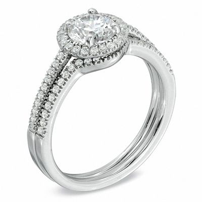 Celebration Canadian Lux® CT. T.W. Certified Diamond Bridal Set in 18K White Gold (I/SI2