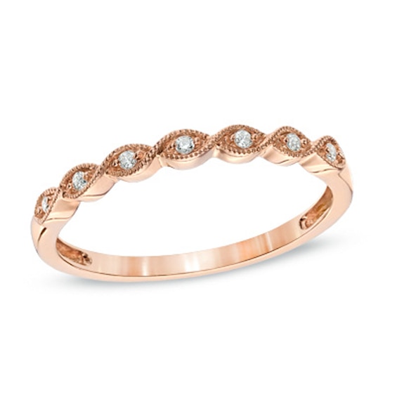 Diamond Accent Twist Anniversary Band in 10K Rose Gold