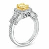 1.20 CT. T.W. Certified Cushion-Cut Yellow Diamond Frame Engagement Ring in 18K White Gold (P/SI2)