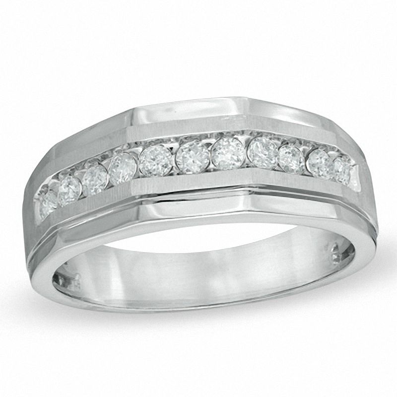 Main Image 1 of Men's 1.00 CT. T.W. Diamond Ring in 10K White Gold