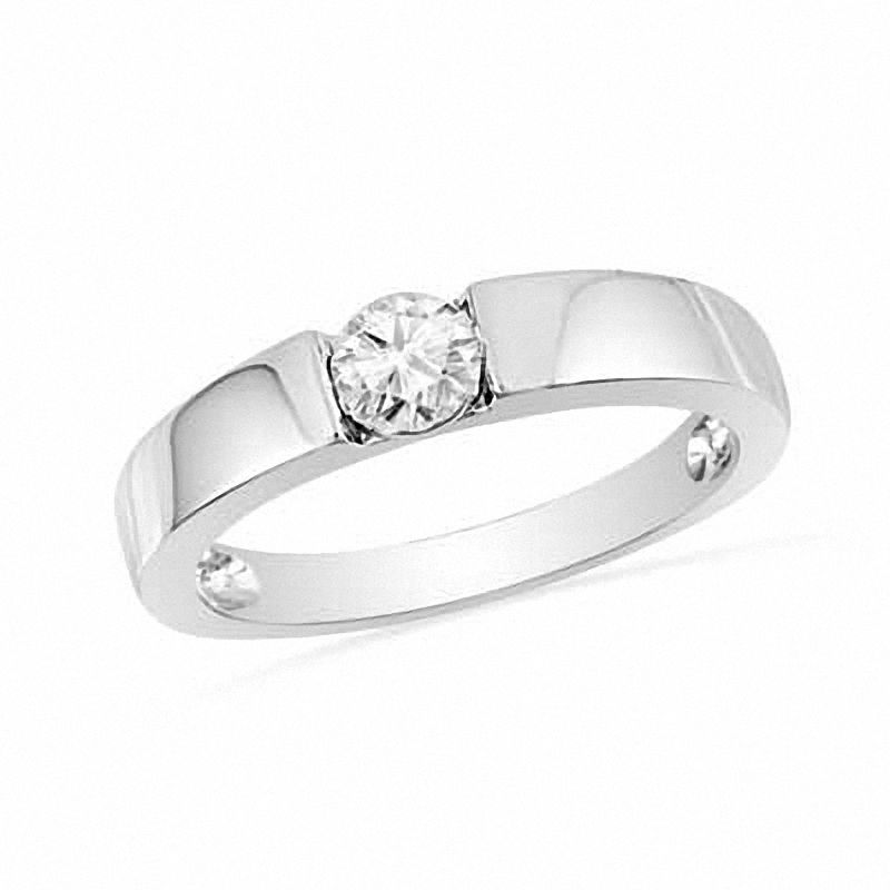 White Lab-Created Sapphire Solitaire Ring in Sterling Silver|Peoples Jewellers