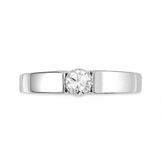 White Lab-Created Sapphire Solitaire Ring in Sterling Silver