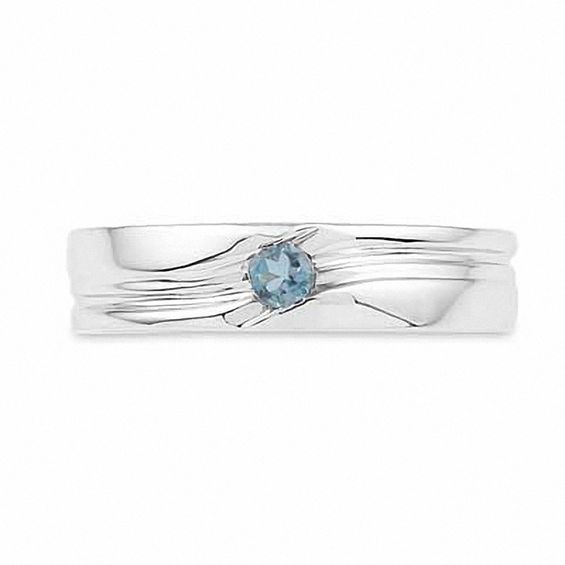 Men's Aquamarine Solitaire Ring in Sterling Silver