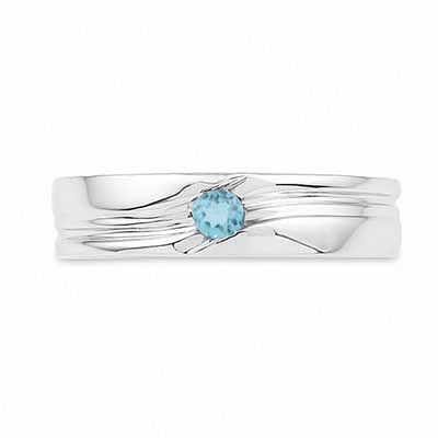 Men's Swiss Blue Topaz Solitaire Ring in Sterling Silver