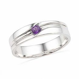 Men's Amethyst Solitaire Ring in Sterling Silver