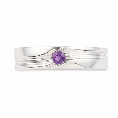 Men's Amethyst Solitaire Ring in Sterling Silver