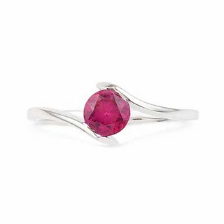 Lab-Created Ruby Bypass Ring in 10K White Gold