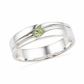 Men's Peridot Solitaire Ring in Sterling Silver