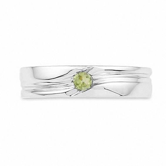 Men's Peridot Solitaire Ring in Sterling Silver