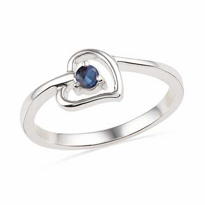 Blue Lab-Created Sapphire Heart Ring in Sterling Silver