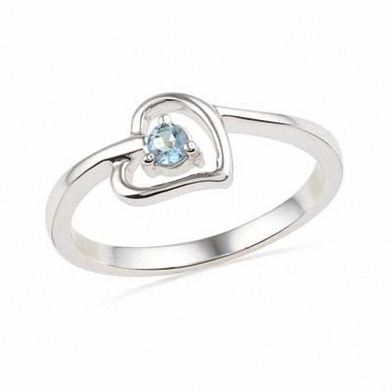 Aquamarine Heart Ring in Sterling Silver | Peoples Jewellers
