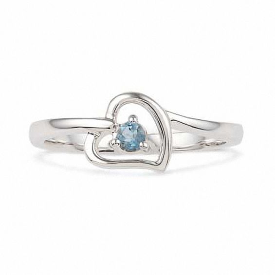 Aquamarine Heart Ring in Sterling Silver