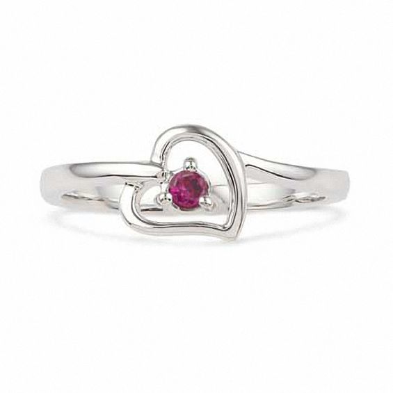 Lab-Created Ruby Heart Ring in Sterling Silver