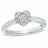 Thumbnail Image 0 of 0.37 CT. T.W. Princess-Cut and Round Diamond Heart-Shaped Composite Ring in 14K White Gold