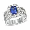 Thumbnail Image 0 of Certified Cushion-Cut Tanzanite and 1.70 CT. T.W. Diamond Engagement Ring in 14K White Gold