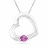 Thumbnail Image 0 of Lab-Created Ruby Tilted Heart Pendant in Sterling Silver