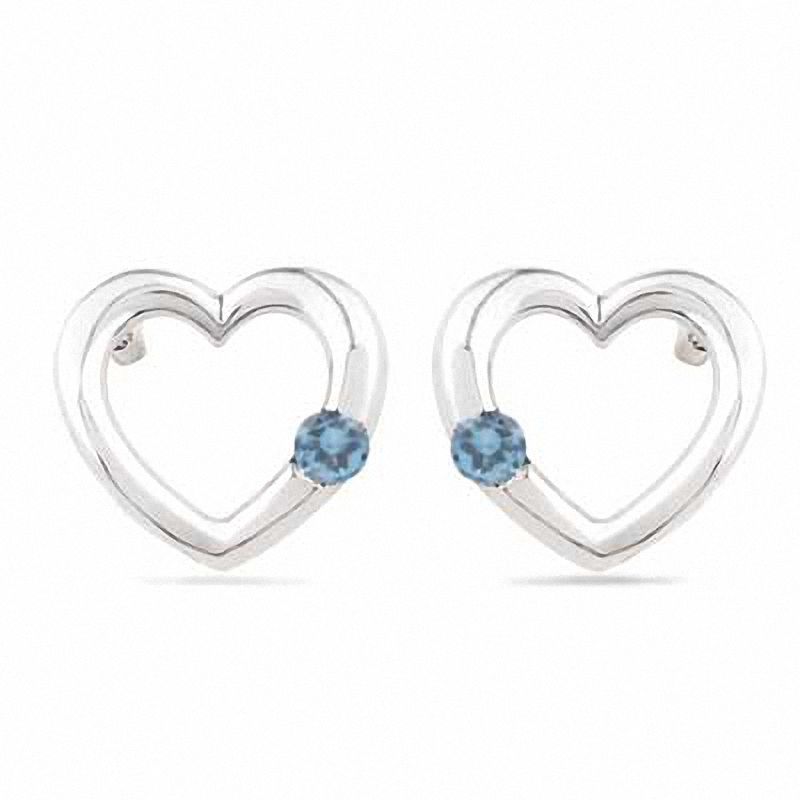 Aquamarine Heart Earrings in Sterling Silver|Peoples Jewellers