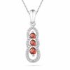 Thumbnail Image 0 of Garnet and 0.12 CT. T.W Triple Loop Pendant in Sterling Silver