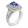 Thumbnail Image 1 of Certified Emerald-Cut Tanzanite and 0.83 CT. T.W. Diamond Bridal Set in 14K White Gold