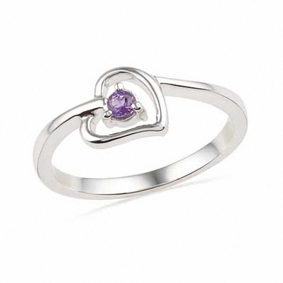 Amethyst Heart Ring in Sterling Silver