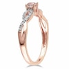 Thumbnail Image 1 of 3.5mm Morganite and Diamond Accent Twine Promise Ring in Sterling Silver with Rose Rhodium